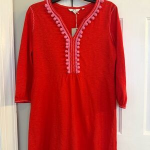 Boden Casual Orange/Red Dress with Pink Accents